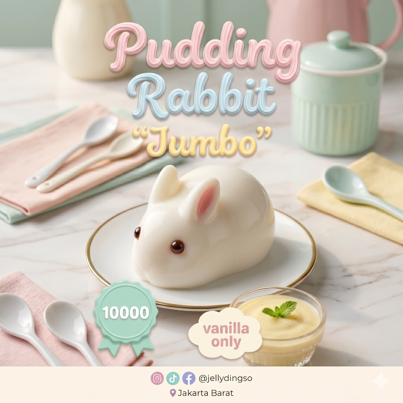 Pudding Rabbit Shape Jellydings Co โ Homemade Pudding Susu Lembut & Creamy
